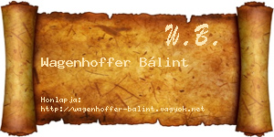 Wagenhoffer Bálint névjegykártya